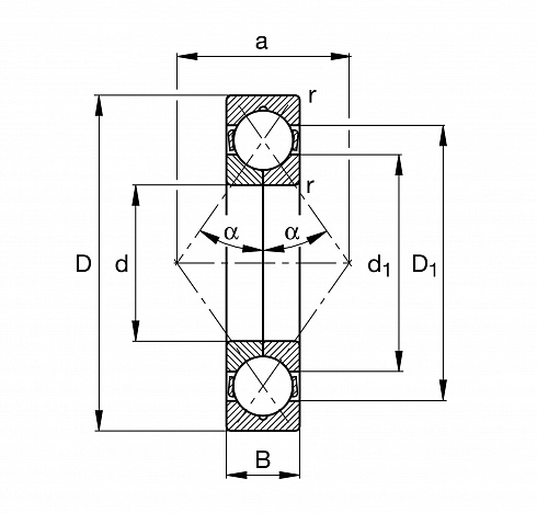 Шарикоподшипник радиально-упорный с четырехточечным контактом